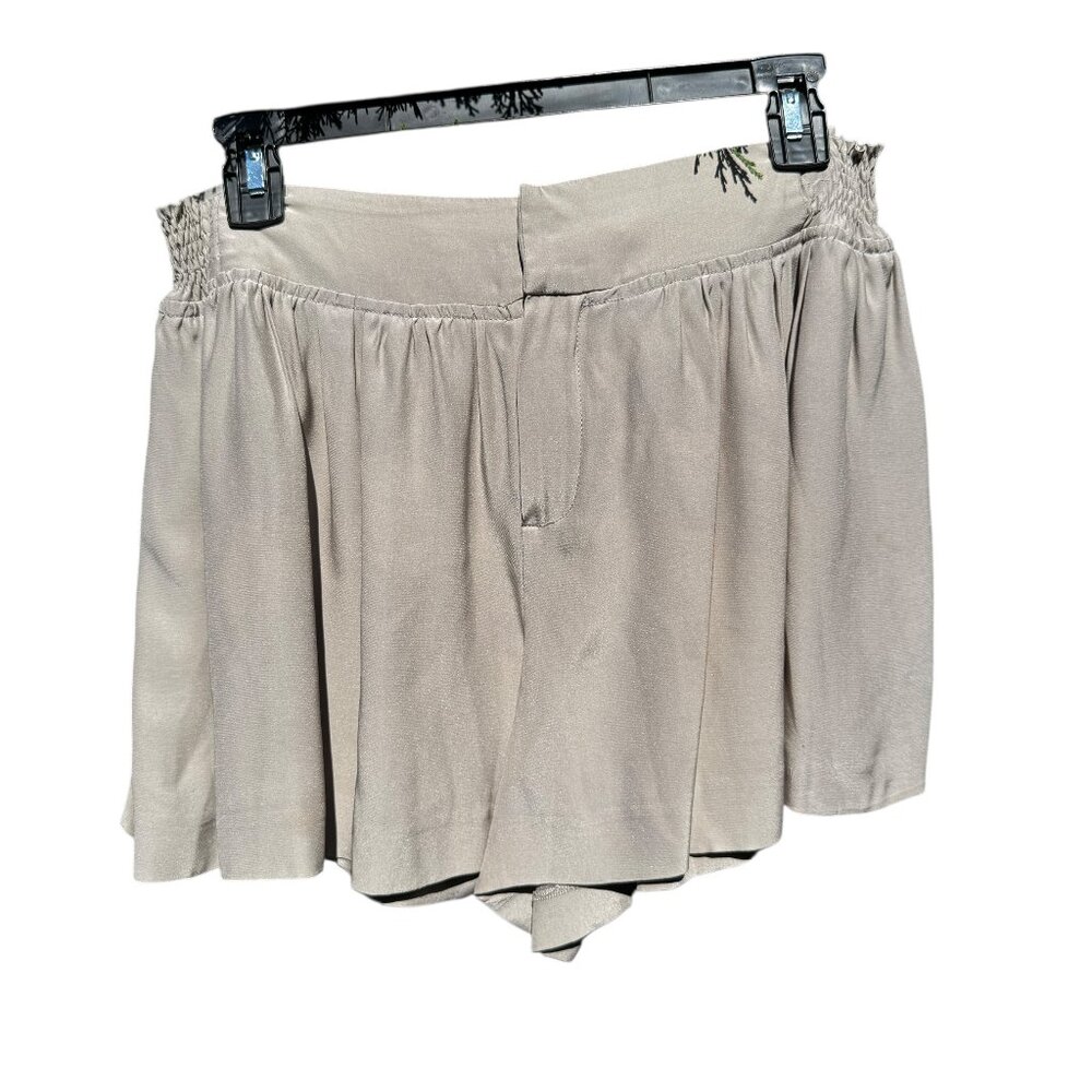 Parker NY 100% Silk Shorts S — Taupe Flowy Pleated Style 🌿 Luxe + Lightweight